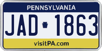 PA license plate JAD1863