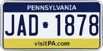 PA license plate JAD1878