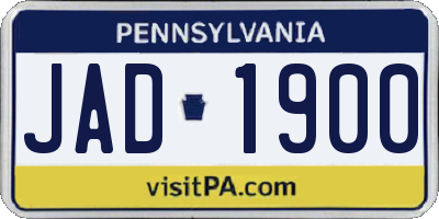 PA license plate JAD1900