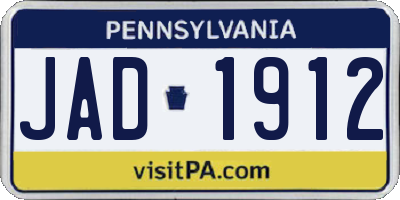 PA license plate JAD1912