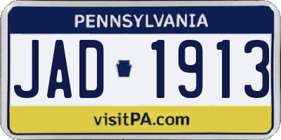PA license plate JAD1913