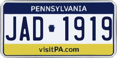 PA license plate JAD1919