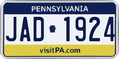 PA license plate JAD1924