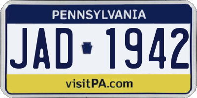 PA license plate JAD1942