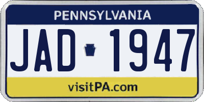 PA license plate JAD1947