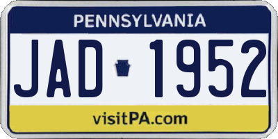 PA license plate JAD1952