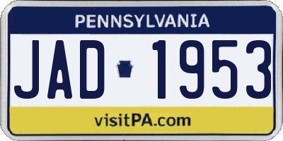 PA license plate JAD1953