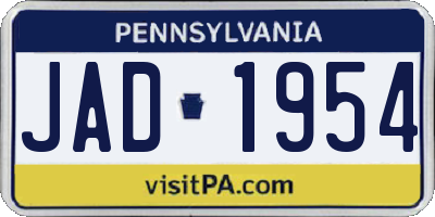 PA license plate JAD1954