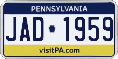 PA license plate JAD1959