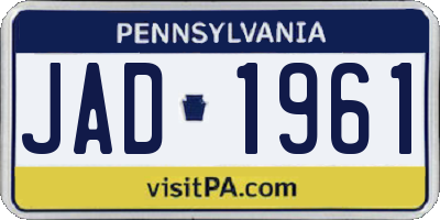 PA license plate JAD1961