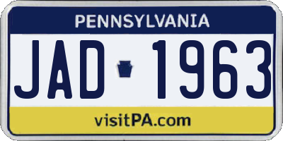 PA license plate JAD1963