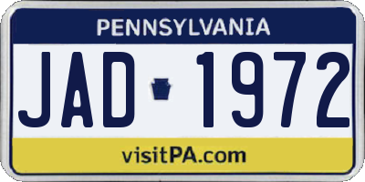 PA license plate JAD1972