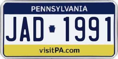 PA license plate JAD1991