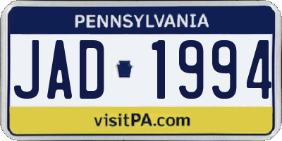 PA license plate JAD1994