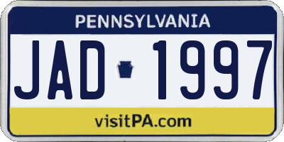 PA license plate JAD1997
