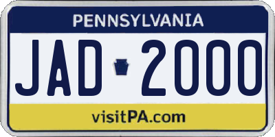 PA license plate JAD2000