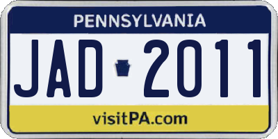 PA license plate JAD2011