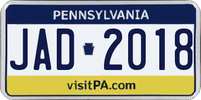PA license plate JAD2018