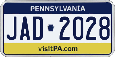 PA license plate JAD2028