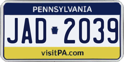 PA license plate JAD2039