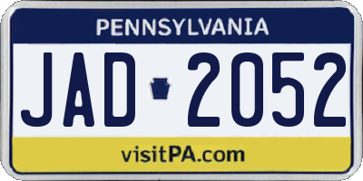 PA license plate JAD2052