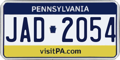 PA license plate JAD2054