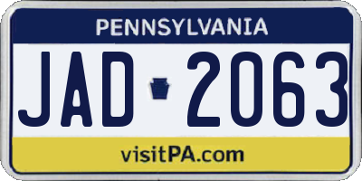 PA license plate JAD2063