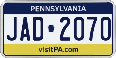 PA license plate JAD2070