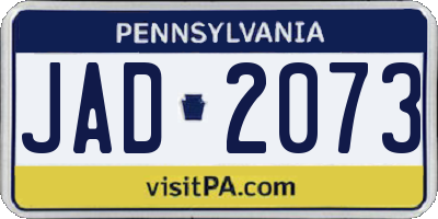 PA license plate JAD2073