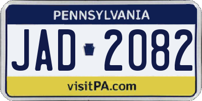 PA license plate JAD2082
