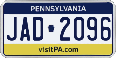PA license plate JAD2096