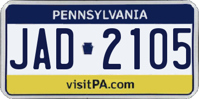 PA license plate JAD2105