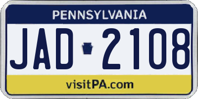 PA license plate JAD2108