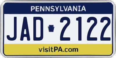 PA license plate JAD2122