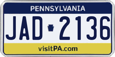 PA license plate JAD2136