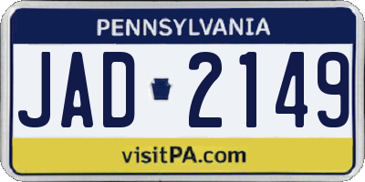 PA license plate JAD2149