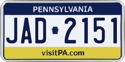 PA license plate JAD2151