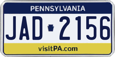 PA license plate JAD2156