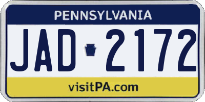 PA license plate JAD2172
