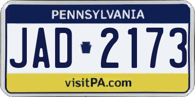 PA license plate JAD2173