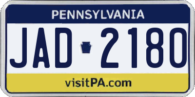 PA license plate JAD2180