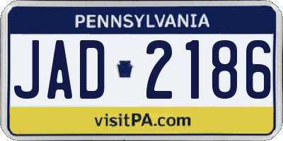 PA license plate JAD2186