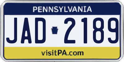 PA license plate JAD2189