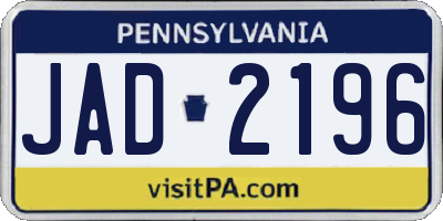 PA license plate JAD2196