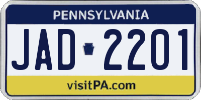 PA license plate JAD2201