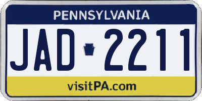 PA license plate JAD2211