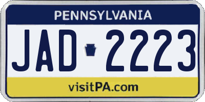 PA license plate JAD2223