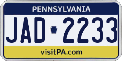 PA license plate JAD2233
