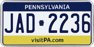 PA license plate JAD2236