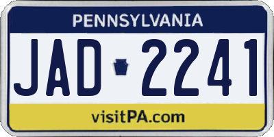 PA license plate JAD2241